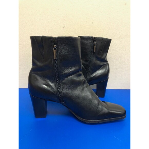 EASY SPIRIT ANKLE BOOT BLACK LEATHER HEEL ANKLE ZIPPER BOOTS SIZE US 7.5 B - Picture 4 of 8